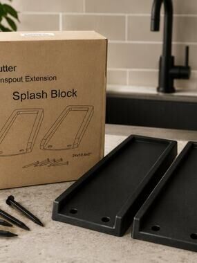 Ogutter Downspout Splash Block Set of 2 Black Gutter Drain Extensions 24”